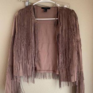 Dusty rose fringe jacket Forever 21